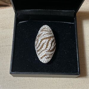 Sterling 925 Swarovski Crystal & Enamel Animal Print Ring 💎Size 7